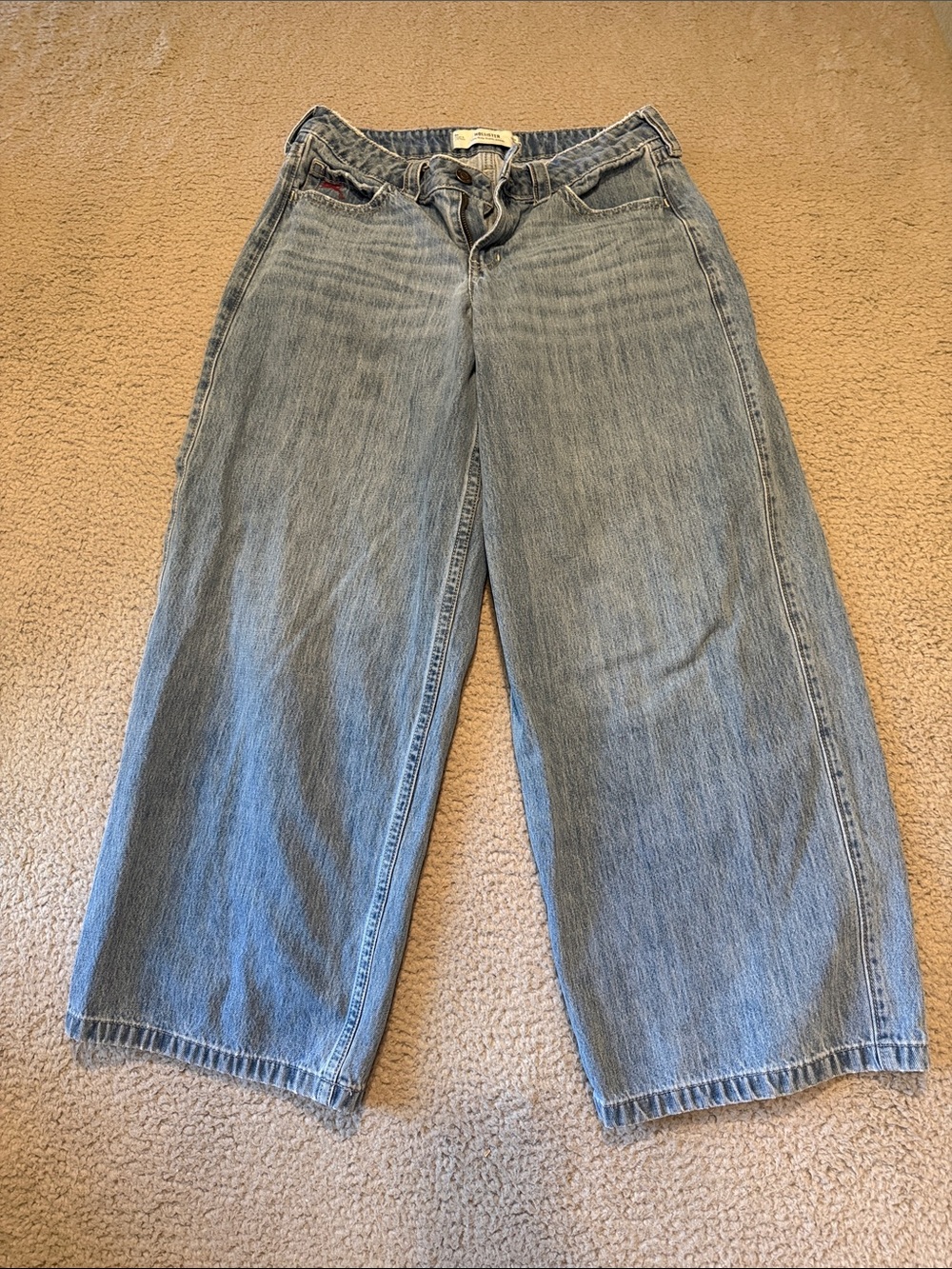 Hollister low rise supper baggy Classic Wide-Leg Women's Jeans Blue Size 29